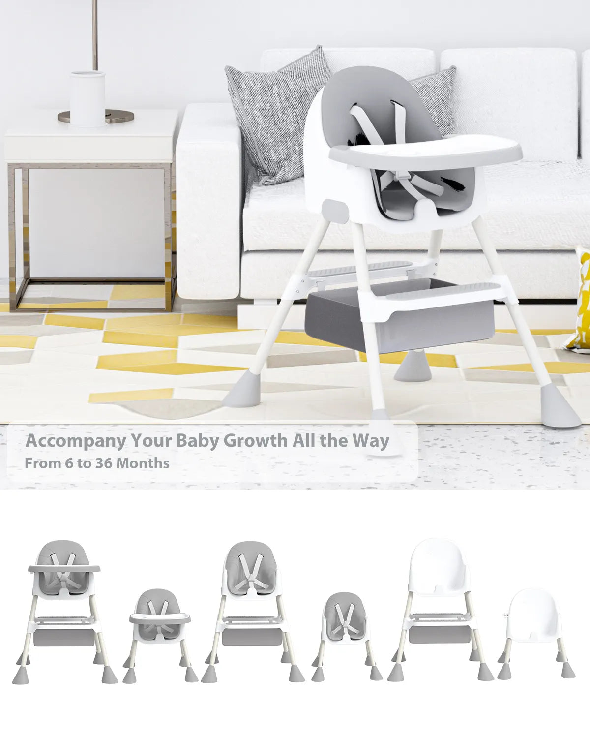 Baby High Chair 6 Months Plus, 2-in-1